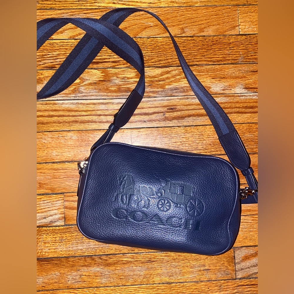 Navy blue leather Coach purse